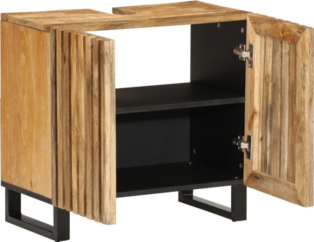 vidaXL Waschbeckenunterschrank 62x34x58 cm Raues Massives Mangoholz
