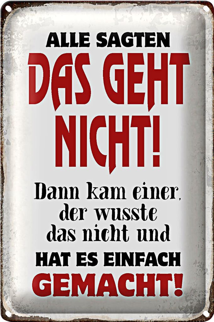 Blechschild Spruch 20x30cm Alle sagten geht nicht