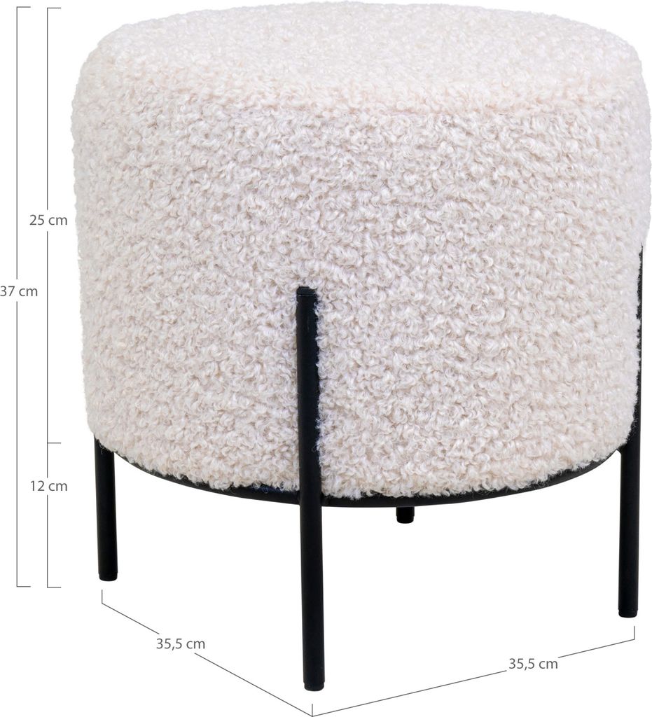Alford Pouf, Hocker imitiertes Lammfell, weiß. Produktbild 1
