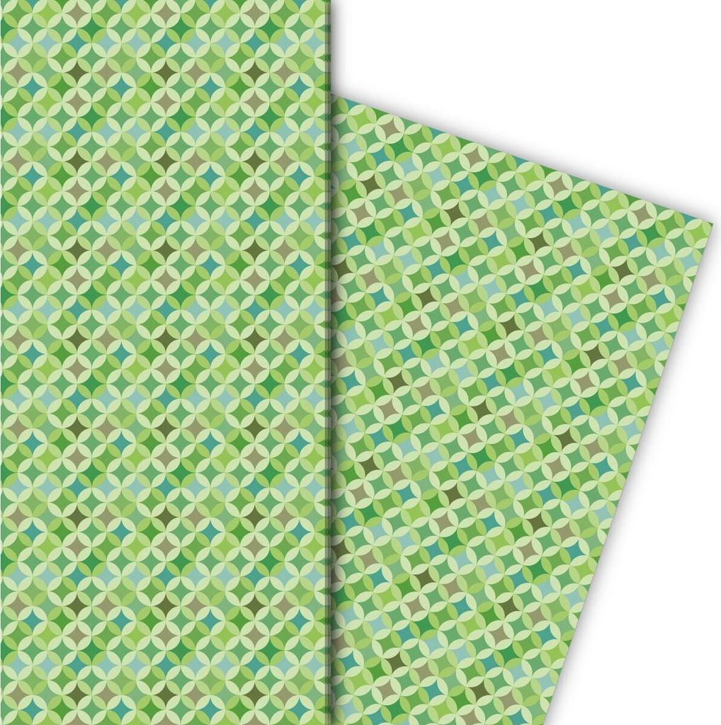 Grafisches Geschenkpapier mit kleinem Mosaik Muster, grün - G8256, 32 x 48cm