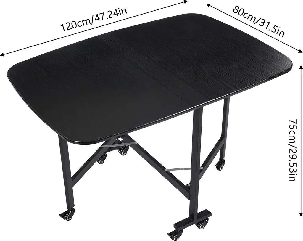 Petite table à manger pliante noire - Solution idéale studio étroit
