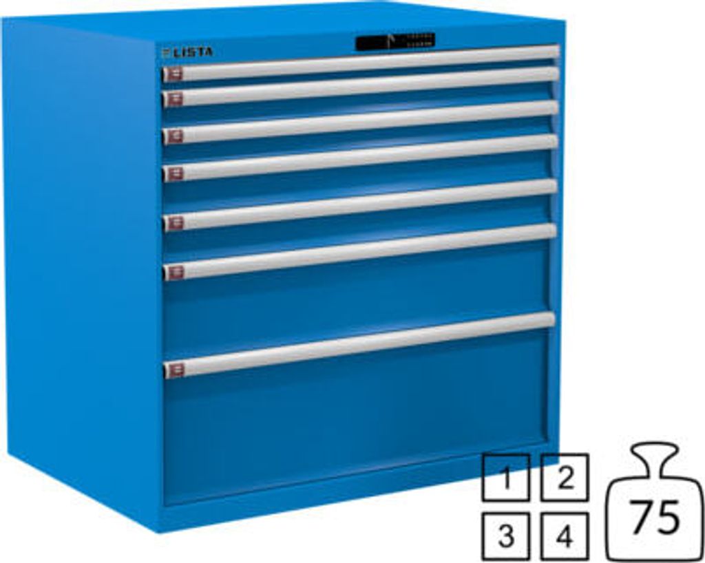 Lista Schubladenschrank - 78.302.010 - 1.000x1.023x725 mm (HxBxT) - 7 Schubladen - 75 kg - Code Lock - lichtblau (RAL 5012)