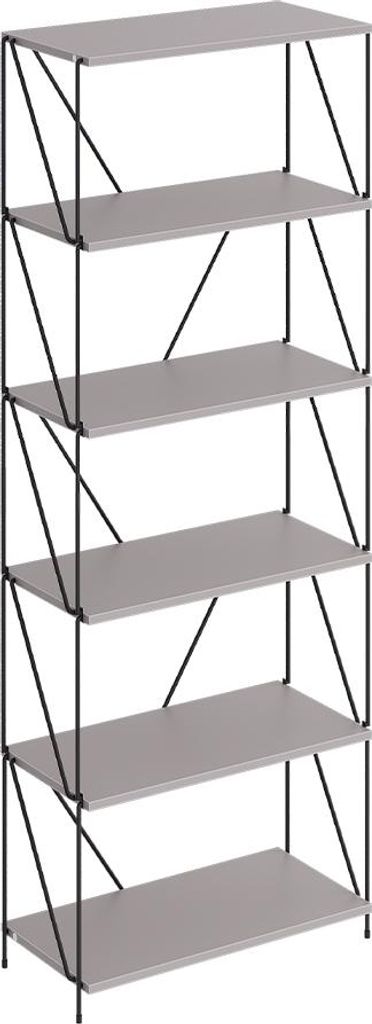 Bücherregal Vicco Ravix Greige/Schwarz 60 x 166.5 cm, Model 55292