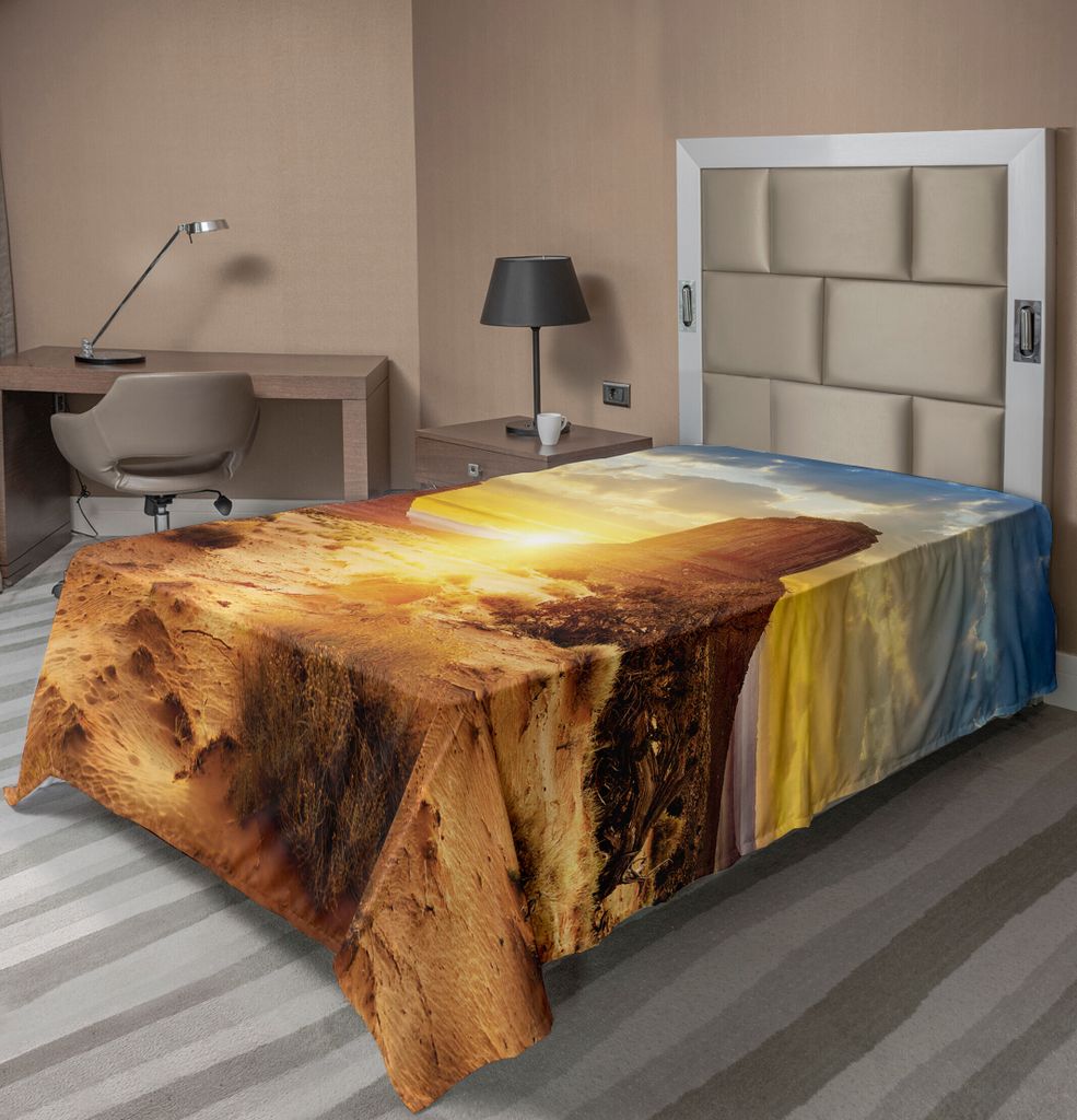 ABAKUHAUS amerikanisch Bettlaken, Us Monument Valley Die Drei Schwestern Canyon Sträucher Sand Sonnenuntergang Landschaft Druck, weiches bequemes ...