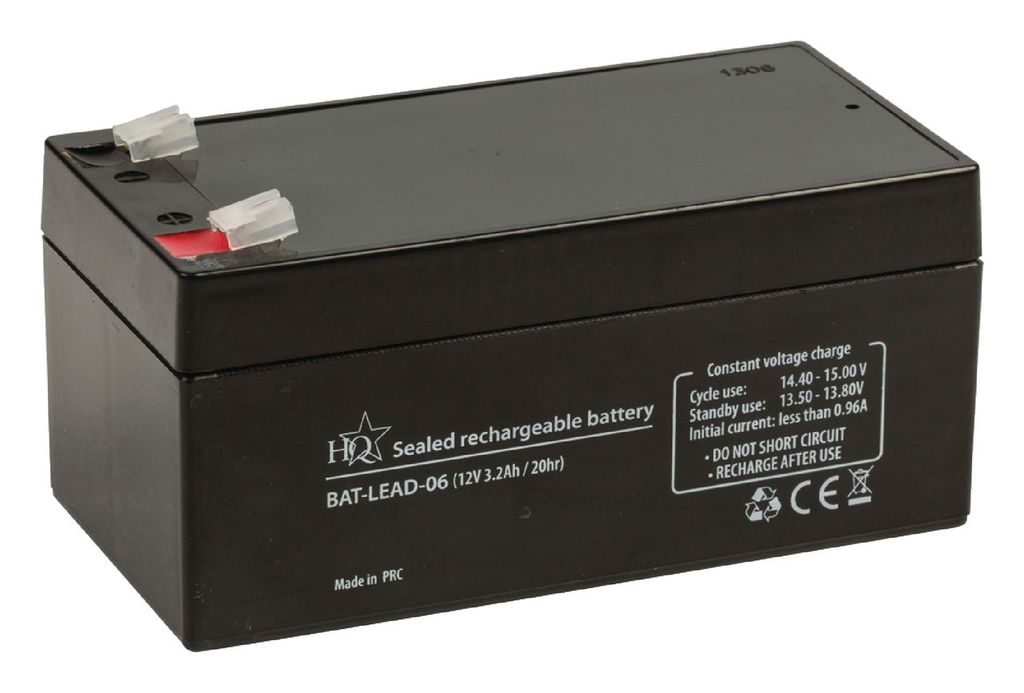 HQ Lead-Acid 12V 3.2Ah, Plombierte Bleisäure (VRLA), 12 V, 1 Stück(e), Schwarz, 3200 mAh, 67 mm