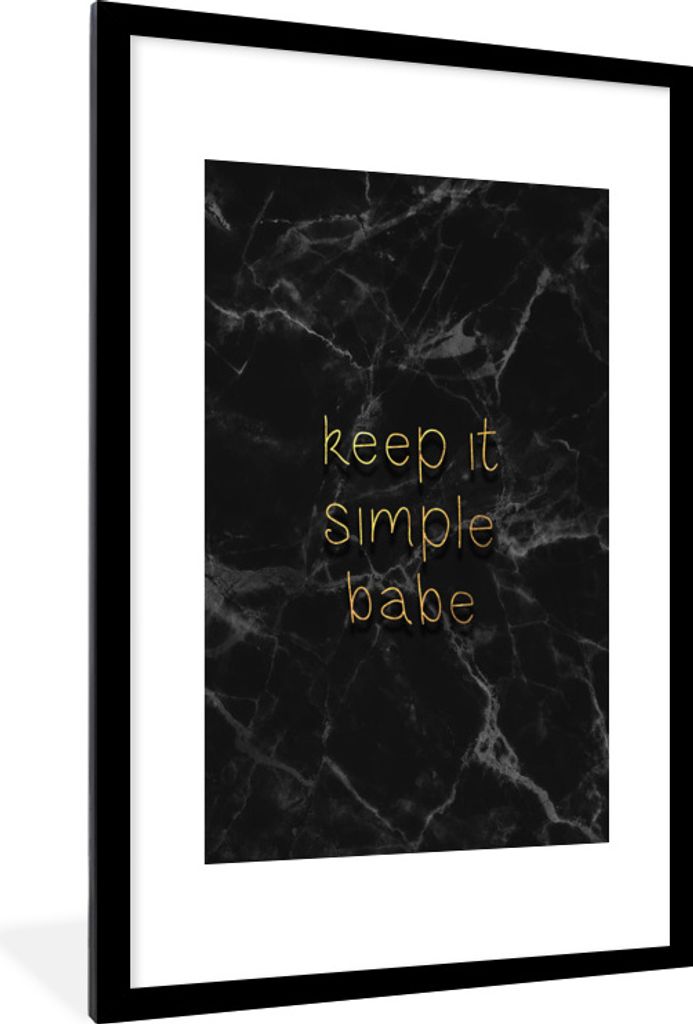 MuchoWow Gerahmtes Poster Zitate - Sprichwörter - Gold - Marmor 60x90 cm - Poster mit Schwarzem Bilderrahmen Wandposter Rahmen Foto Bilder - Dek...
