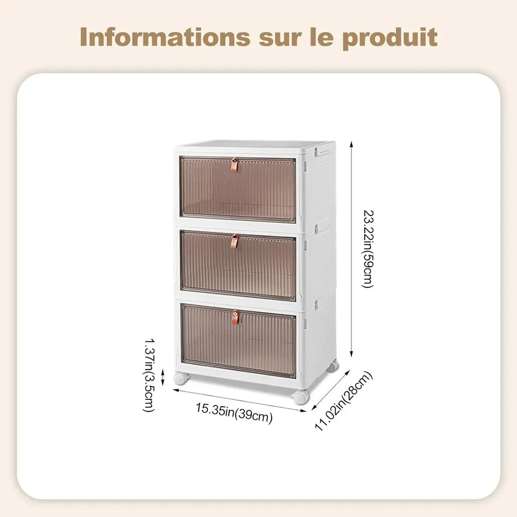 Caisse de rangement empilable 45 litres avec roulettes - Set de 3 - 5