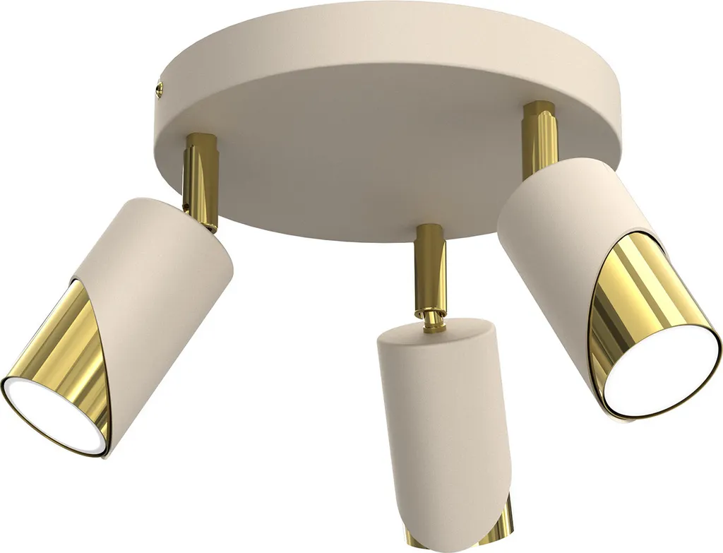 Luminaire de Plafond Shift à 3 Lumières GU10 Finition Dorée et Crème