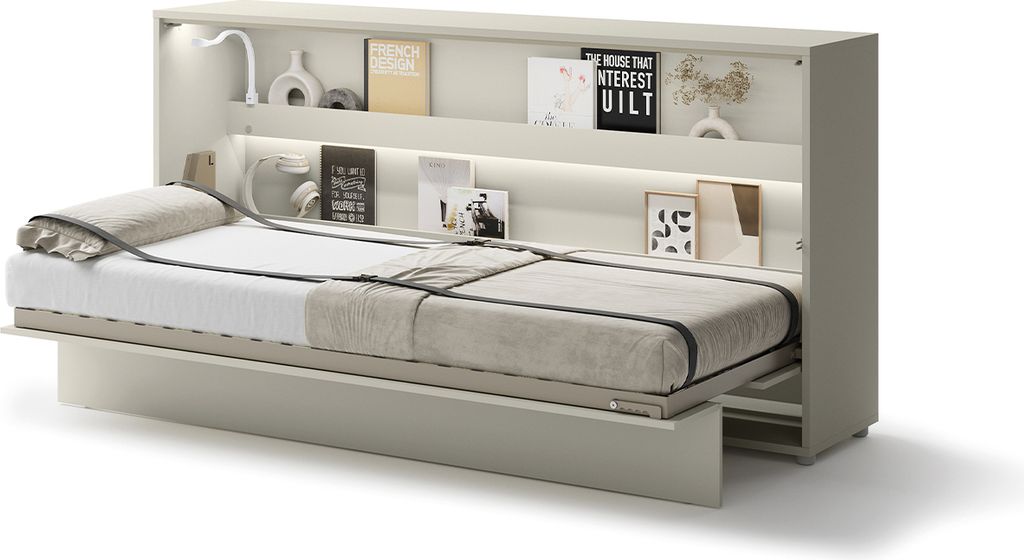 MEBLINI Schrankbett Bed Concept - Wandbett mit Lattenrost - Klappbett mit Schrank - Wandklappbett - Murphy Bed - Bettschrank - BC-06 - 90x200cm Hor...