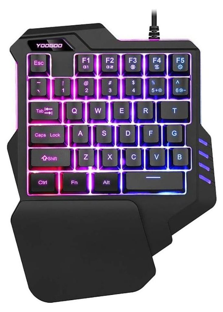 RGB Einhand Gaming Tastatur mechanisch, 35 Tasten Mini Keyboard mit Makro-Funktion, Anti-Ghosting und ergonomischer Handballenauflage