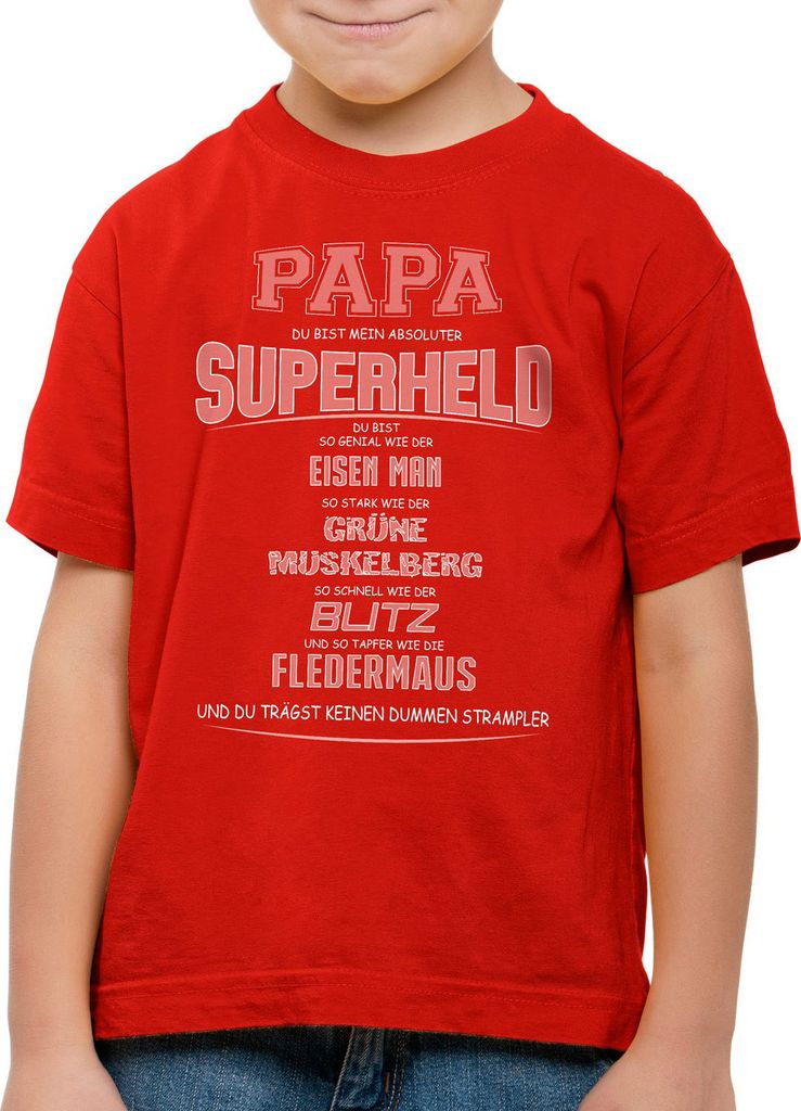style3 Papa Superheld Kinder T-Shirt Super Held Hero der Größte Funshirt Spruch Shirt Vatertag