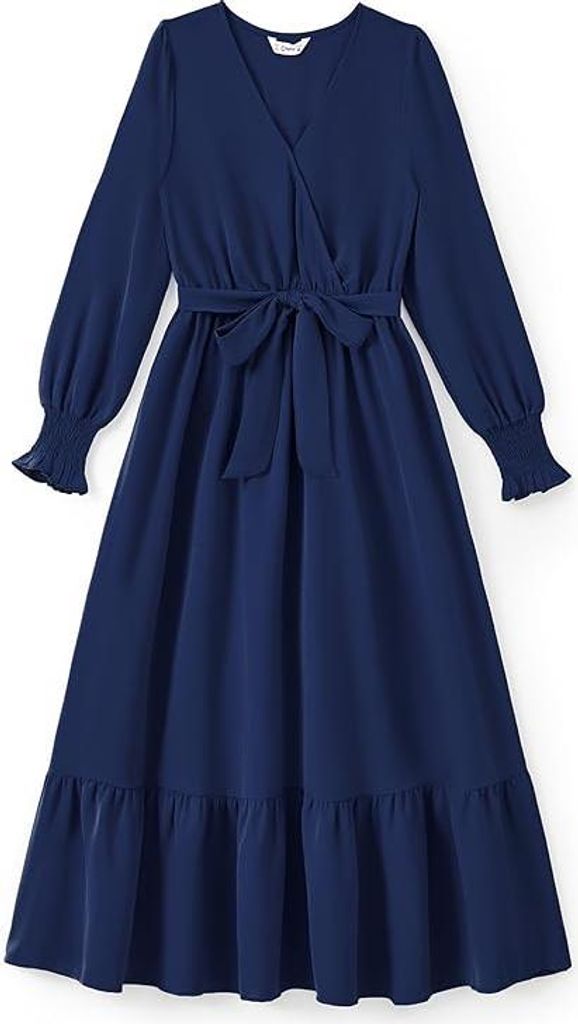 PatPat Elegantes Glattes Vintage Cocktail Midikleid Marineblau L