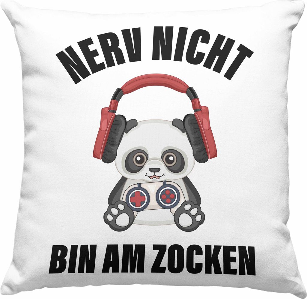 Trendation - Gamer Deko-Kissen mit Füllung 40x40 Geschenk Jungen Zocker Mitbringsel Männer Zocken Gaming Geschenkideen PC Kinder Zubehör Spruch ...