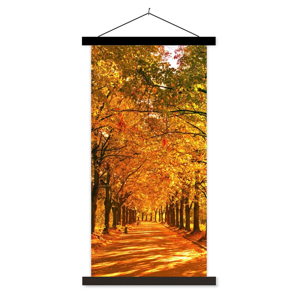MuchoWow Textilposter Wald - Herbst - Jahreszeiten - Ländlich 90x180 cm mit schwarzem Rahmen - Dekoration Wohnzimmer