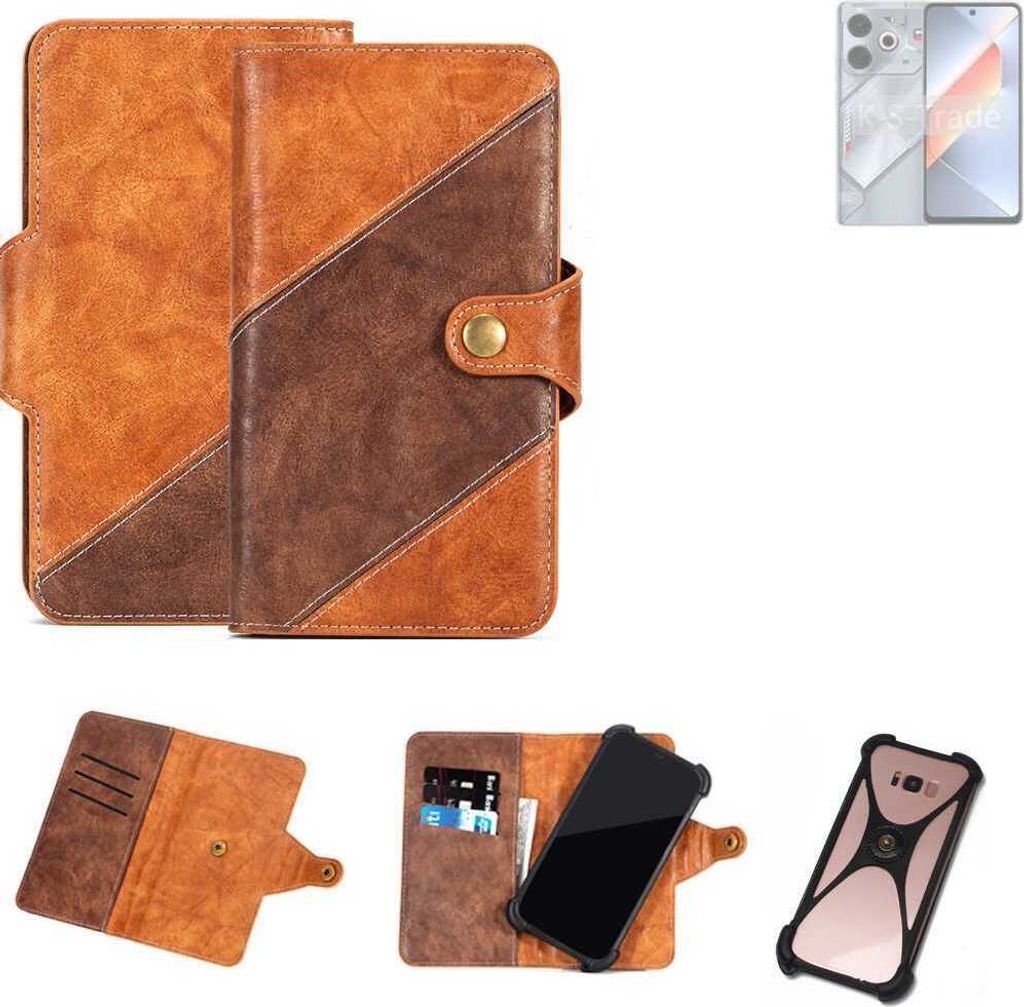 K-S-Trade Handyhülle Schutzhülle Bookstyle Case Wallet-Case kompatibel mit Tecno Pova 6 Neo Cover Klapphülle Kantenschutz Smartphone dunkelbraun