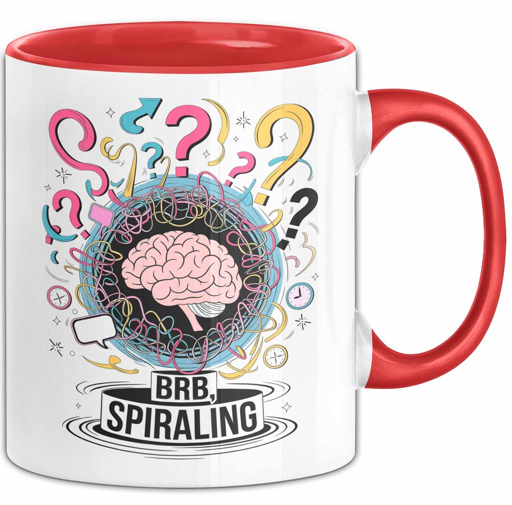 Überdenker Tasse Geschenk Lustige Geschenkidee Spruch Für Beschäftigte Köpfe (Rot)