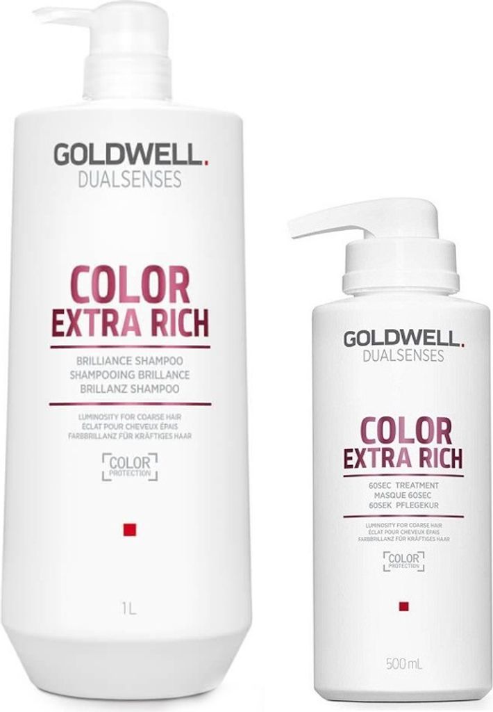 Goldwell DualSenses Color Extra Rich | Zestaw do włosów farbowanych: szampon 1000ml + maska 500ml