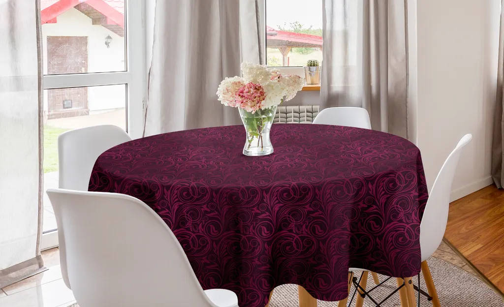Tovaglia Damasco Rococò ABAKUHAUS 150cm Magenta - Arredo di Lusso