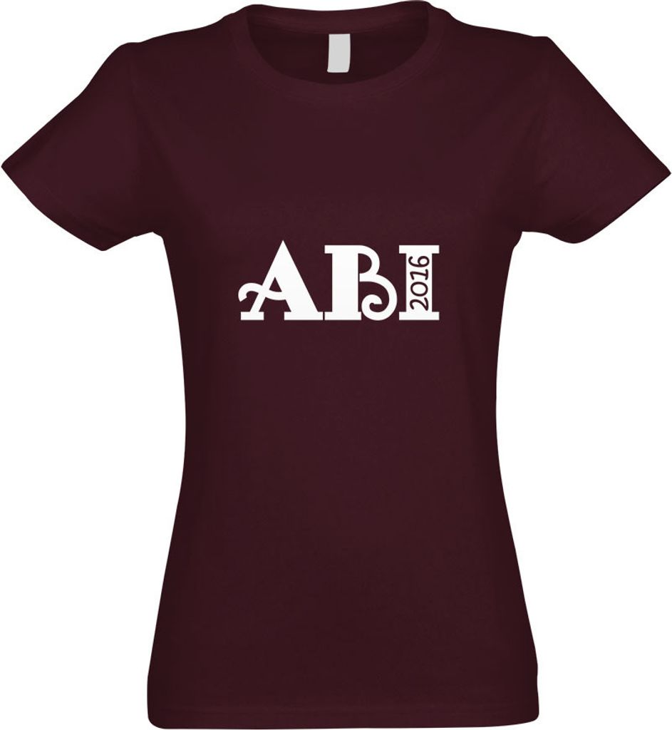 Kiwistar - T-Shirt tailliert - Damen - Burgund - Abi 2014 Motiv 2 - mit Motiv Bedruckt - Funshirt Design - Sport - Freizeit - Damen - L