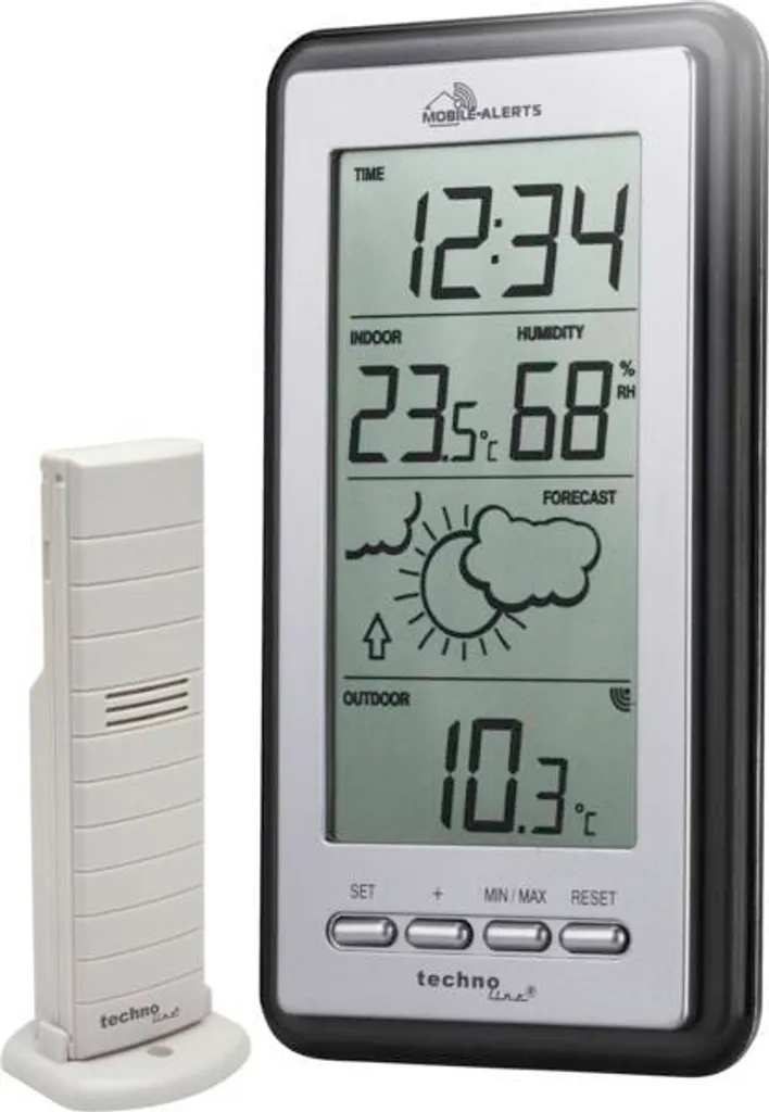Station Météo Mobile Alerts MA 10430 Technoline avec Écran LCD Argenté Noir