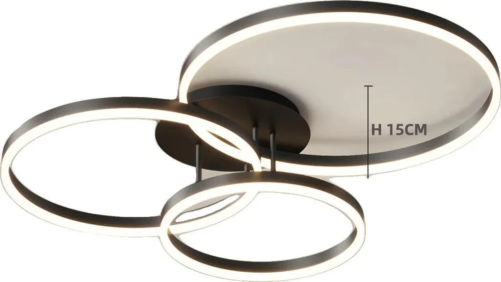 Lustre Noir à Intensité Variable avec Télécommande - Éclairage LED Chic