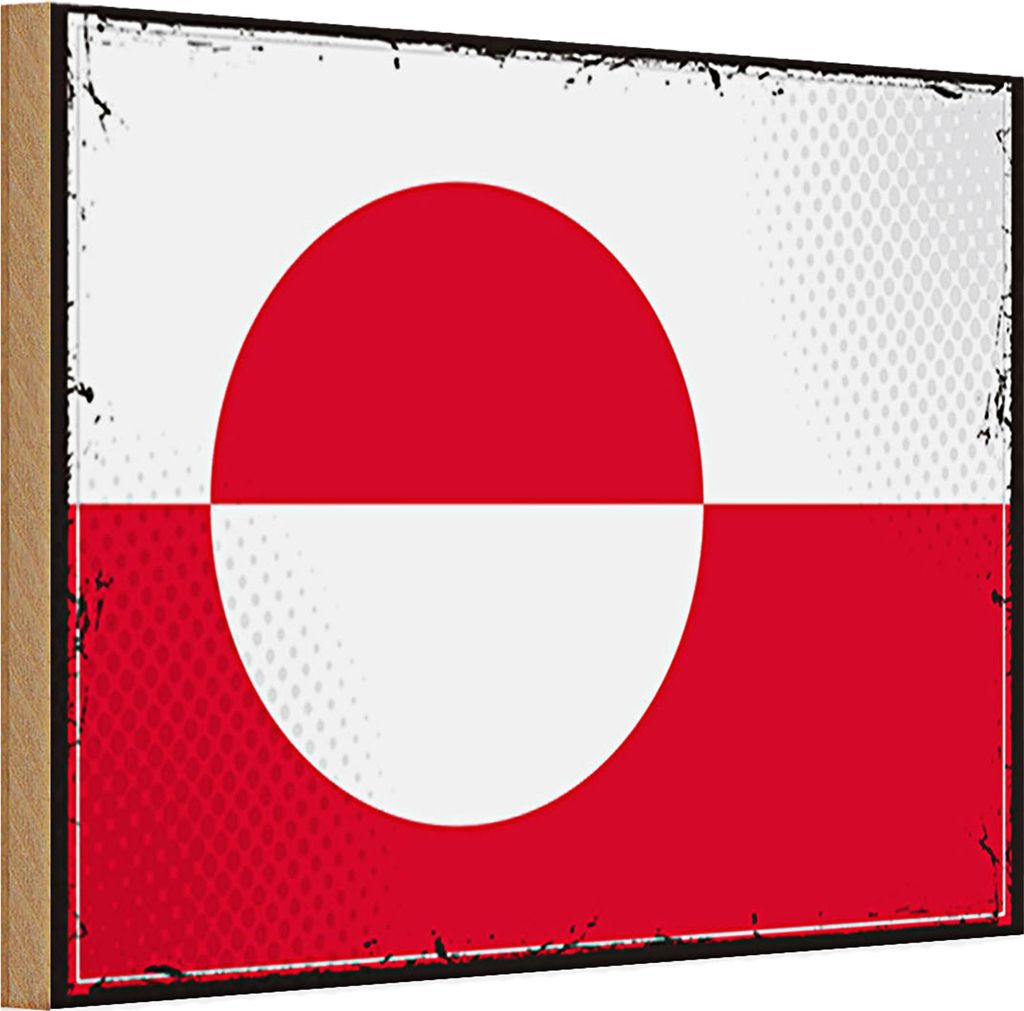 Holzschild Flagge Grönland 30x20cm Retro Flag Greenland