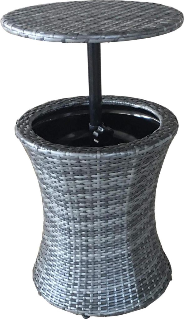 Gartentisch YANN mit Getränkekühler - Stahl/Kunststoff, Dunkelgrau, 45x45x85cm | Terrassentisch Wetterfest Outdoor Tisch