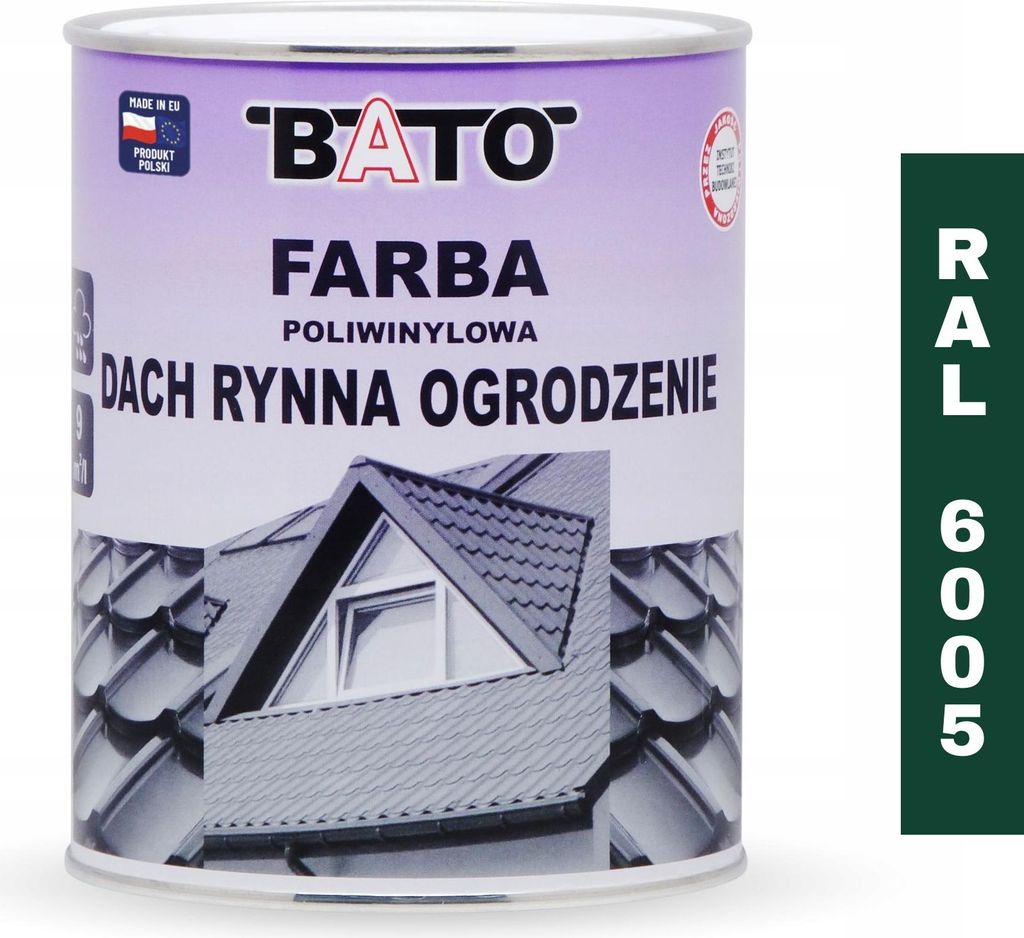 Polywin-Farbe Dach Rinnen Zaun Grün Ral 6005 A 0,8 L