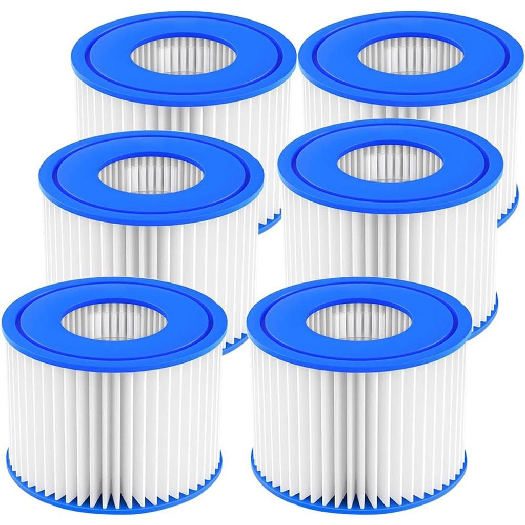 6er Pack Filterkartusche Typ VI kompatibel mit Bestway Lay-Z-Spa Monaco, Miami, Paris, Palm Springs, Hawaii Pool - Ersatzfilter Blau Weiß