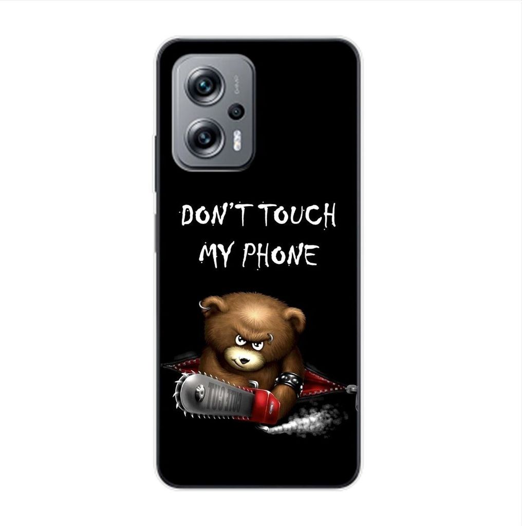 König Design Hülle kompatibel mit Xiaomi Redmi K50i Kunststoff Soft Handyhülle - Handy Case Dont Touch My Phone Bär Schwarz