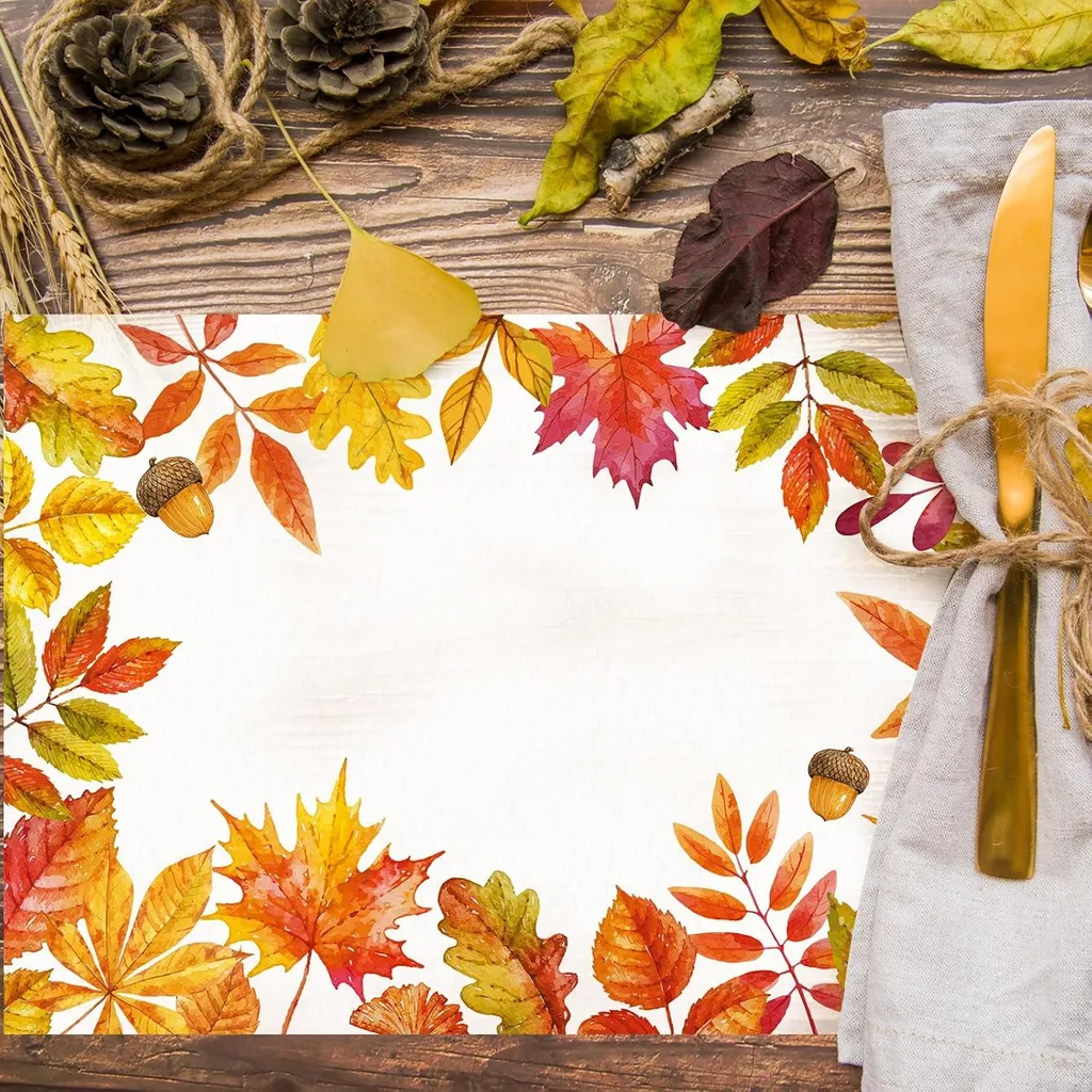 Protégez votre table avec style - 50 sets jetables feuilles d'érable