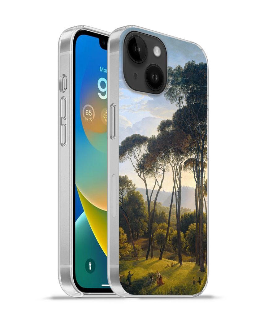 MuchoWow Handyhülle Schutzhülle Hülle für Apple iPhone 14 - Softcase Italienische Landschaft mit Zirbelkiefer - Hendrik Voogd - Kunst Silikon...