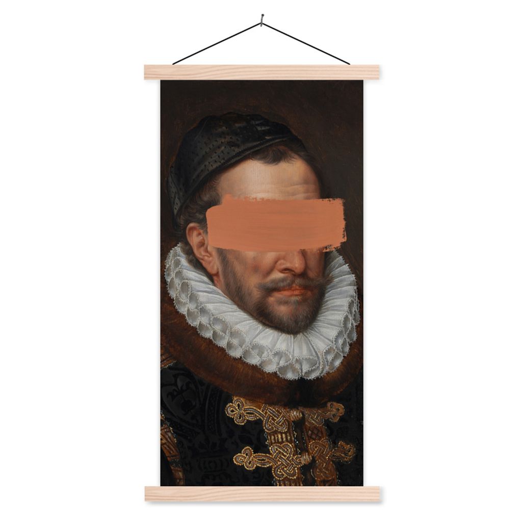 MuchoWow Textilposter Malerei - Gemälde - Alte Meister 60x120 cm mit holzfarbenen Rahmen - Holz