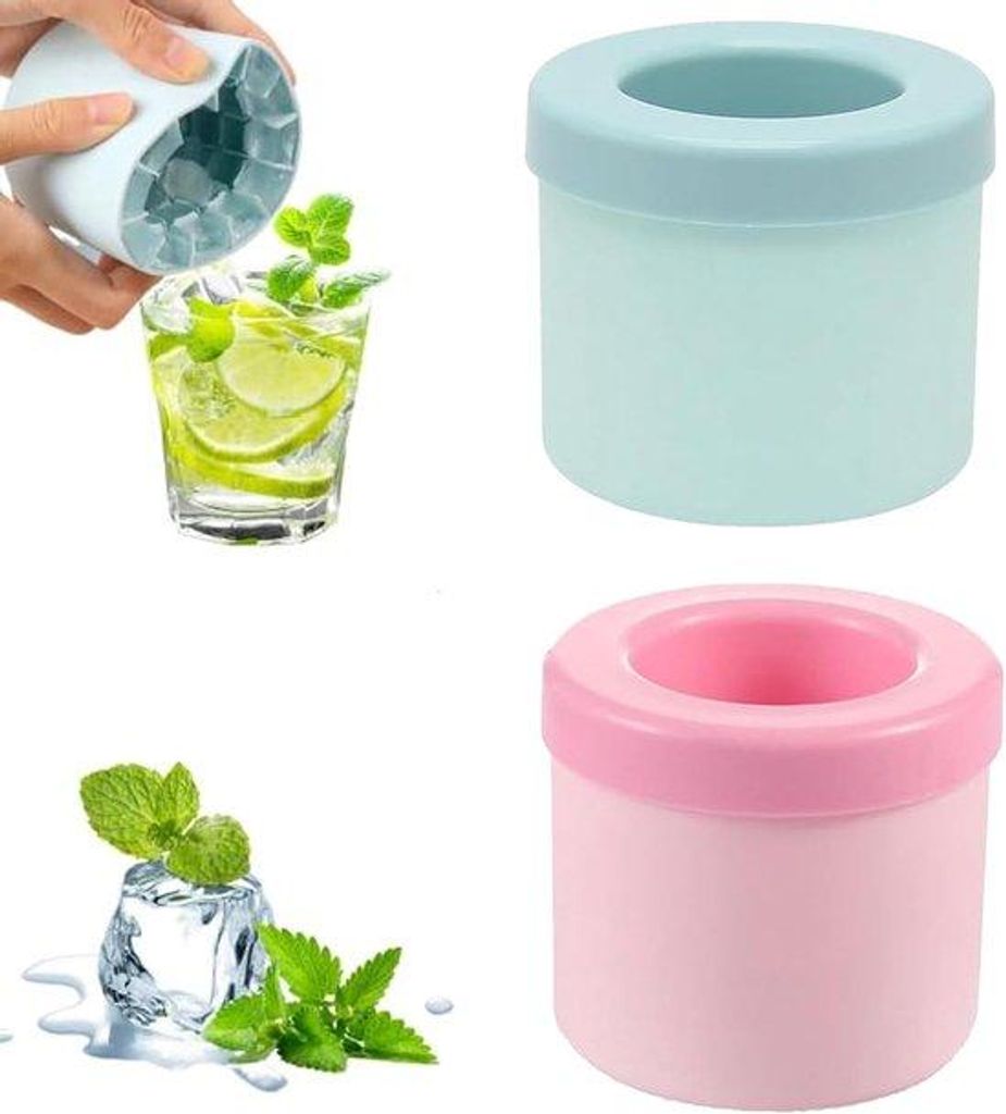 Silikon-Ice-Cube-Set – Blauw-Rosa – 60 Eiswürfel pro Füllung – leicht aus dem Mould – ideal für gekühlte Getränke
