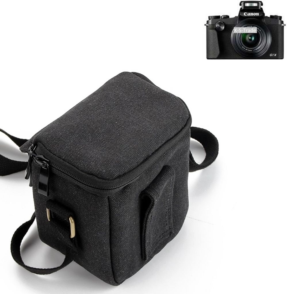 K-S-Trade Umhängetasche kompatibel mit Canon PowerShot G1 X Mark III Schulter Tasche Tragetasche Kameratasche Fototasche schwarz Schutzhülle