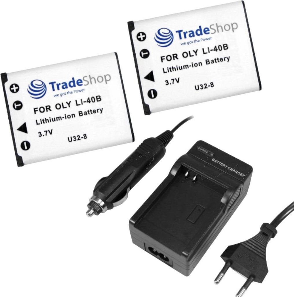 Trade-Shop Set: 2x Akku 950mAh + Ladegerät für Agfa Agfaphoto D-016 BenQ DLI-216 Pentax D-Li-108 D-Li63 Sealife SL-7014 02491-0066-17 Nikon EN-EL10