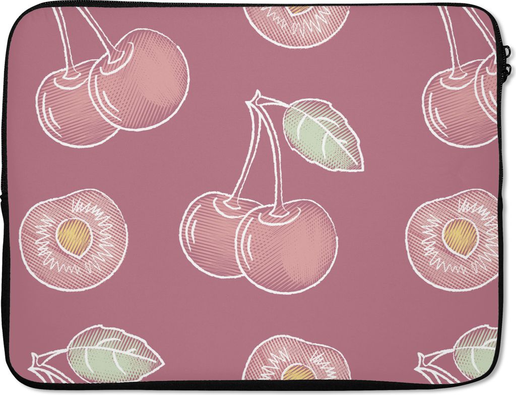 MuchoWow Laptop Hülle 17 Zoll Laptoptasche Design - Kirsche - Muster - Zipper - Schutzabdeckung