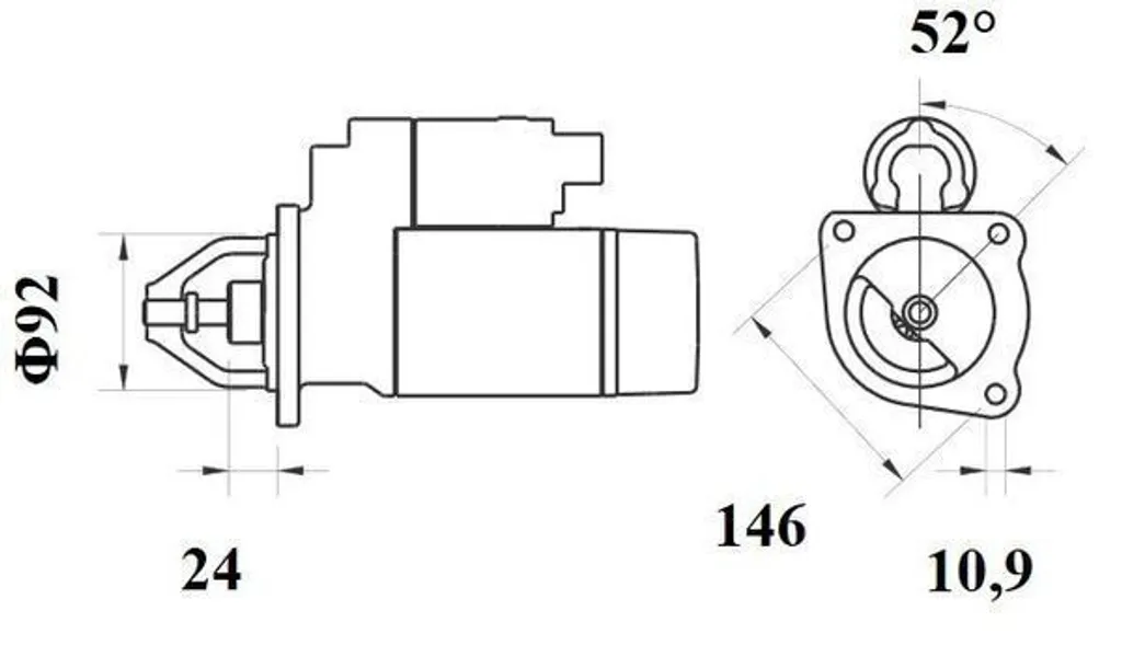 Démarreur pour FORD série 6000 solution 12V 3kW MAHLE 10 dents robuste