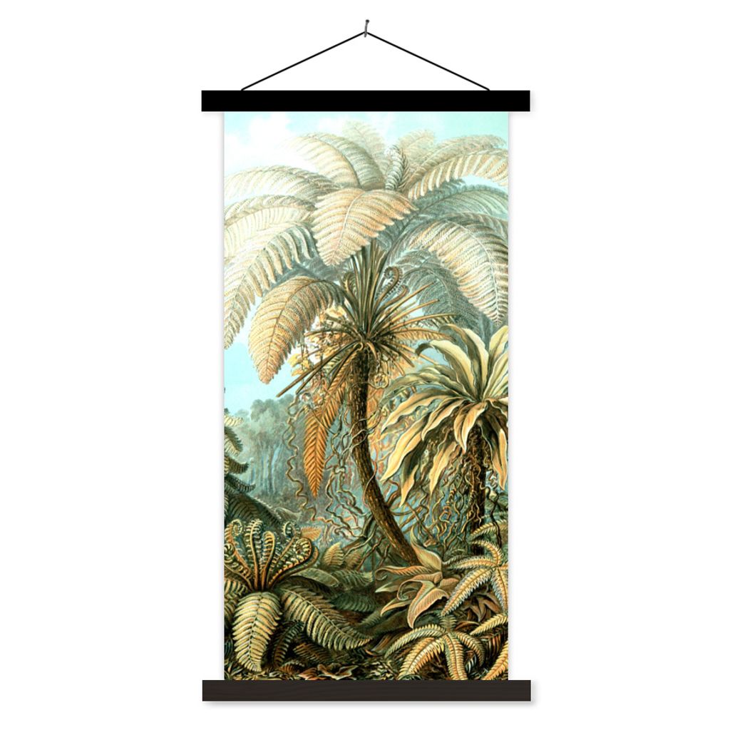 MuchoWow Textilposter Gestaltung - Bäume - Pflanzen - Ernst Heackel 90x180 cm mit schwarzem Rahmen - Dekoration Wohnzimmer
