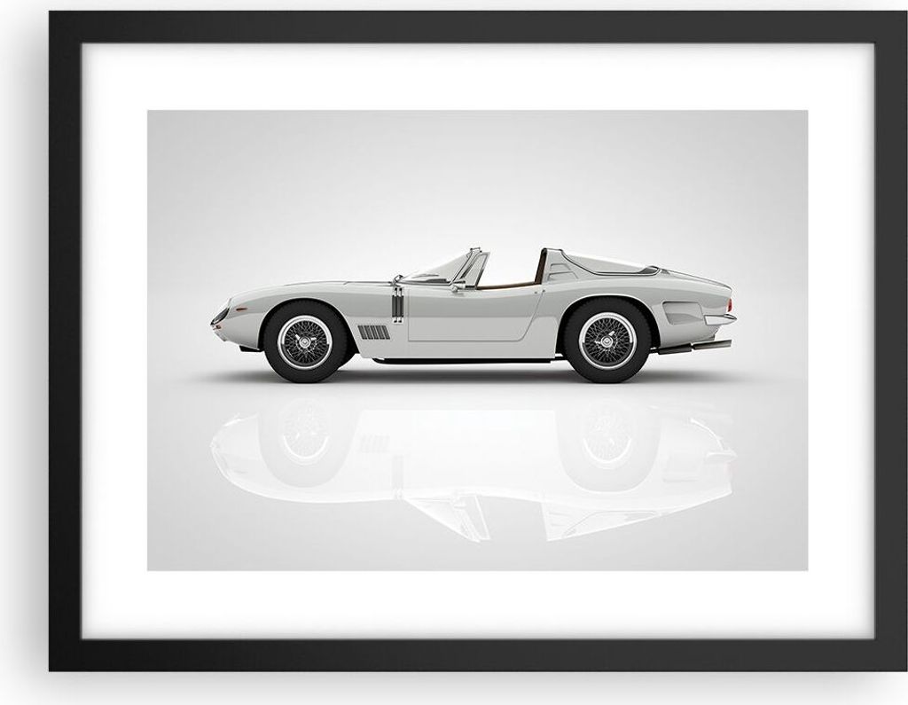 Gerahmtes Poster - Schwarzer Rahmen - Sportlich Auto Vintage - 40x30 cm - Wand Bild - Wanddeko - Wandbilder - Kunstposter - Wandposter - Bilderrahm...