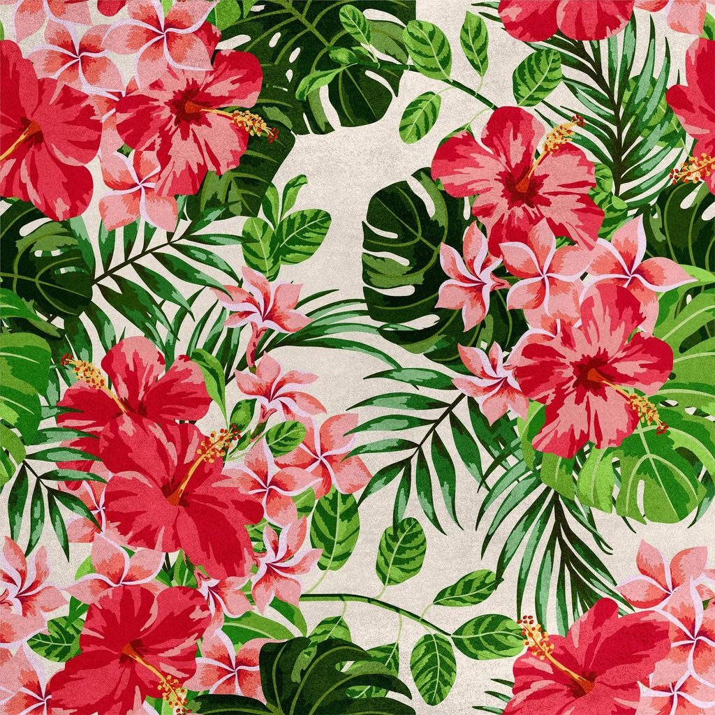 Royal Samt Stoff Polyester Zum Nähen - Motiv Hibiskus