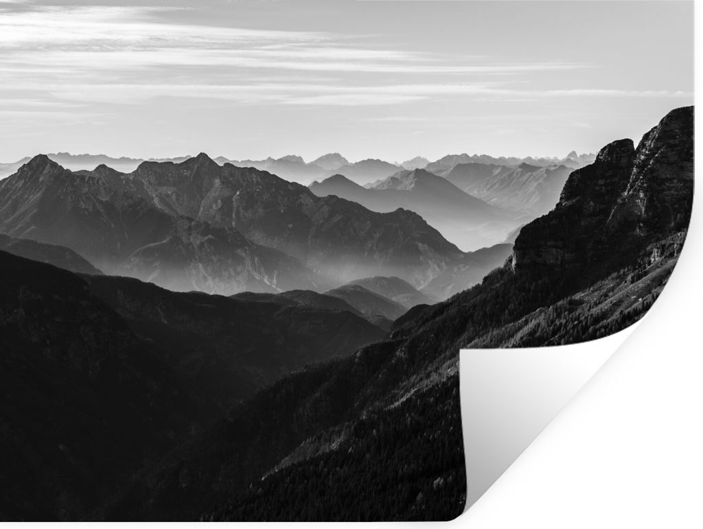 MuchoWow Wandtattoo Wandsticker Wandaufkleber Berge - Natur - Nebel 40x30 cm Selbstklebend und Repositionierbar - Faltenfrei