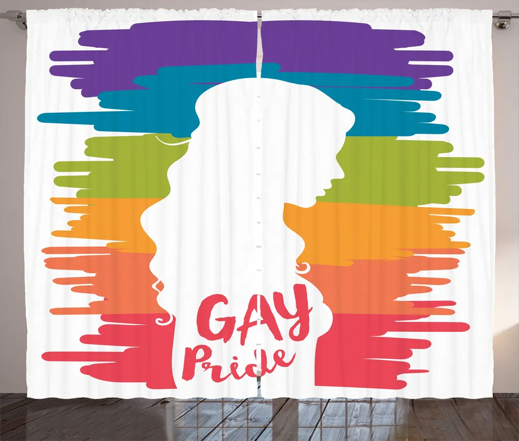ABAKUHAUS Rideau Rustique Silhouette Gay Pride Multicolore 280x225 cm