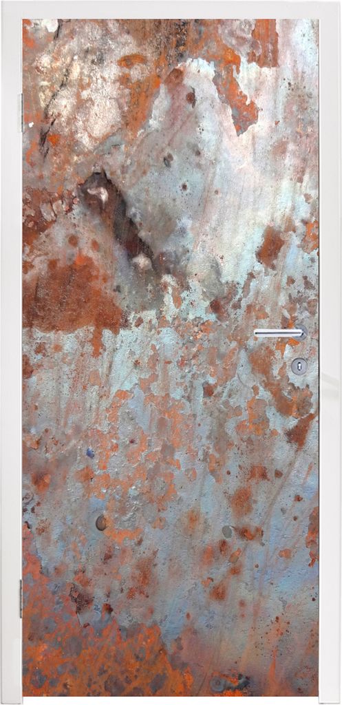MuchoWow Türtapete Selbstklebende Türfolie Metalle - Rost - Silber 85x215 cm Türposter Türaufkleber Klebefolie Türklebefolie - Aufkleber fü...