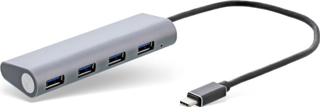 InLine USB 3.1 Hub, USB Typ C zu 4x Typ A, Alugehäuse, silber, ohne Netzteil