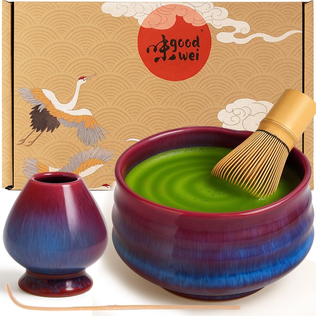 Matcha Set "Seiun" mit Schale, Besen & Besenhalter – edles Set für Matcha-Zeremonie und stilvollen Teegenuss