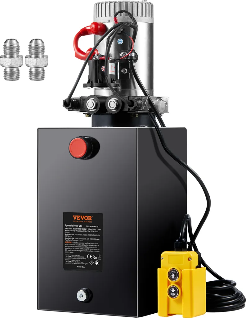 VEVOR Pompe Hydraulique 12V 1600W Double Effet 3,75 Gal (14L) avec Réservoir