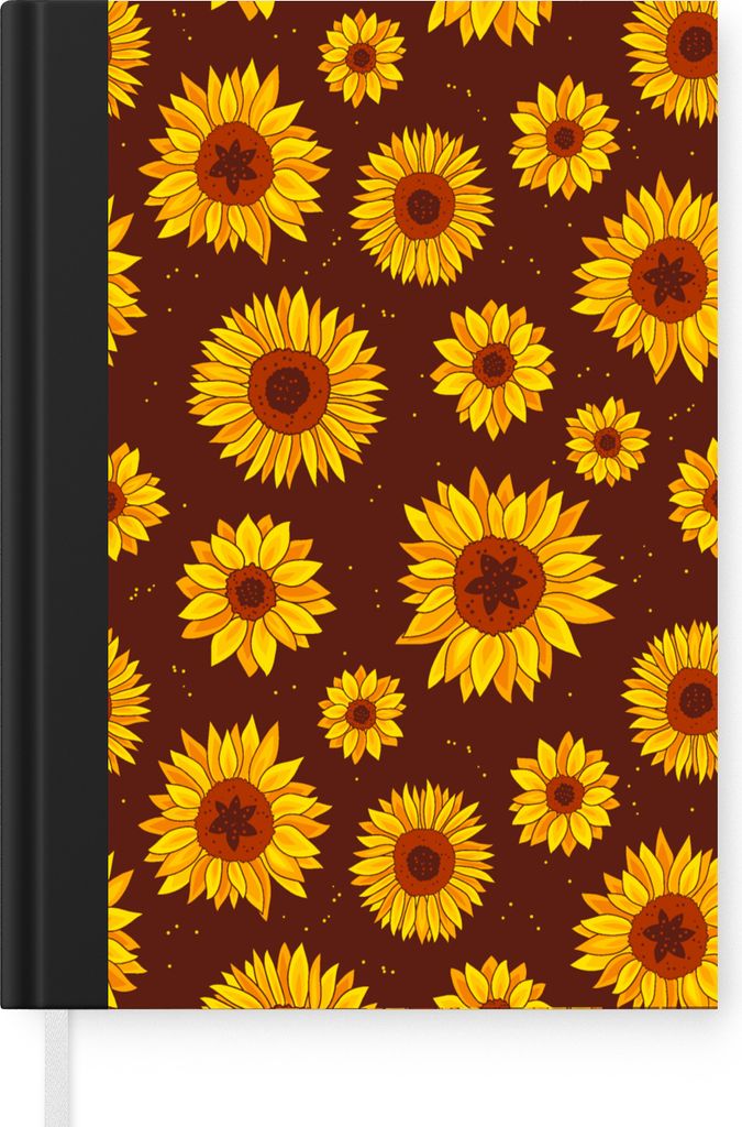 MuchoWow Notizbuch Tagebuch Haushaltsbuch Notebook A5 Sonnenblume - Bohème - Flora - Muster - Notizblock - Notizheft - Notebook - Schreibblock -...