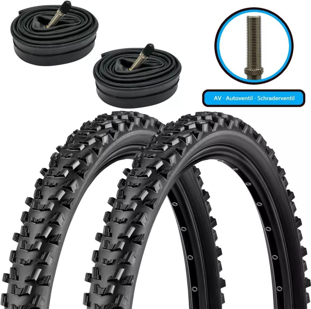 2xFahrradreifen SET 26x1,95 Zoll (50-559) Decke Mantel inkl. 2xAV Schlauch