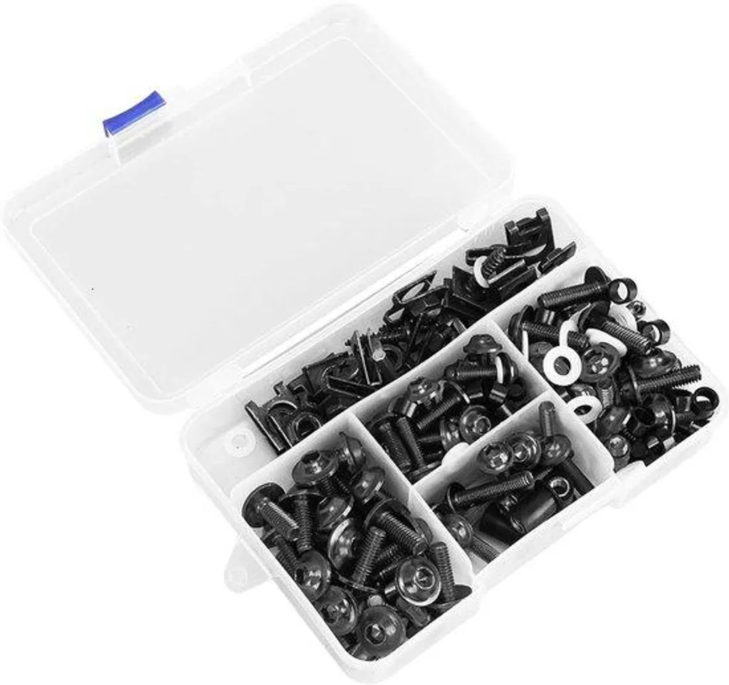Kit réparation carénage moto M5 M6 noir 177 pièces fixation universelle